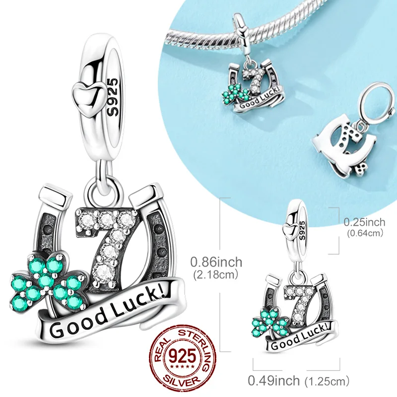 

Original Real 925 Sterling Silver Charms Zircon Lucky Horseshoe Pendant Fit Original Bracelet For Women DIY Jewelry Gift