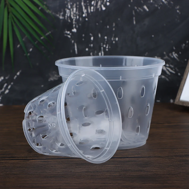 1Pc Flowerpot Garden Planter Drainage Pots with Holes Transparent Orchid Baskets Plastic Breathable Flower Pots Accessories