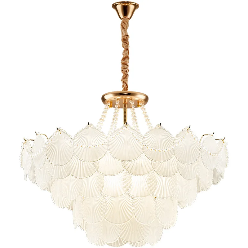 

French, light luxury, chandelier, cream wind, shell, pearl, simple, modern