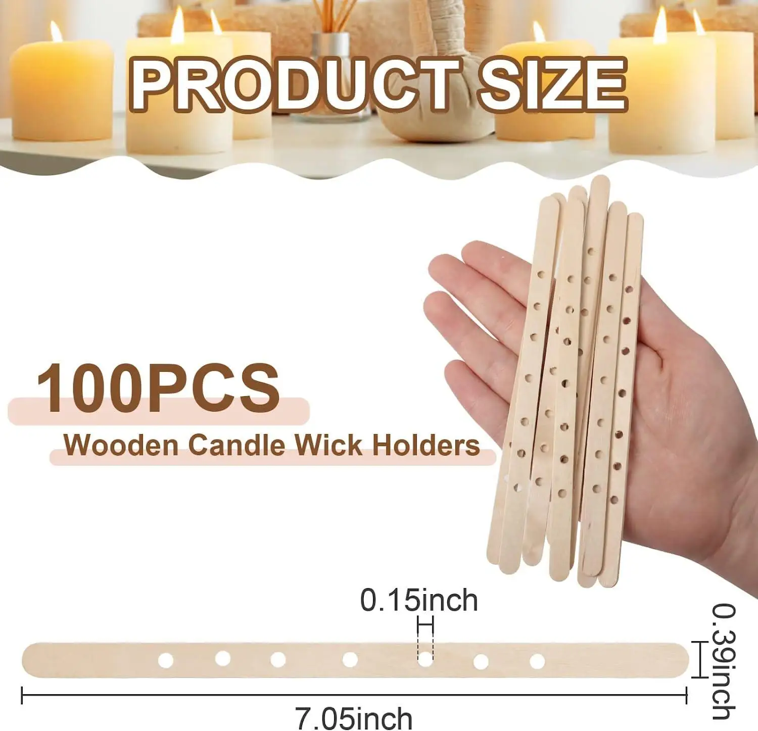 100pcs Wood Wick Holder 4mm Single Hole Diy Candle Making Tool Wax Wick Fixing Rod Candle Making Candle Diy m