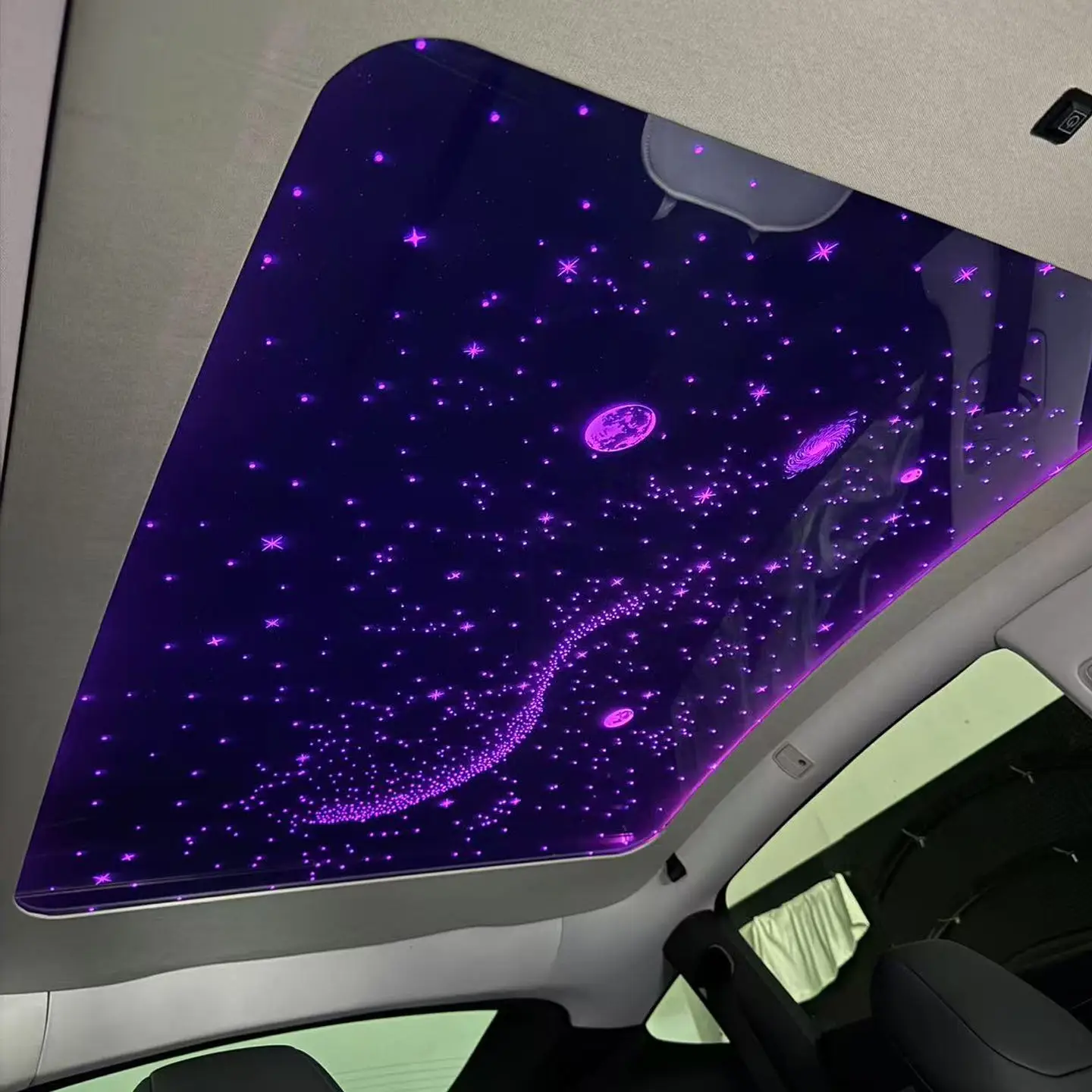 

Panoramic Starry Sky Skylight Dazzling Shining Sunroof Top Intelligent Smart Film Window for Car Tesla Model Y