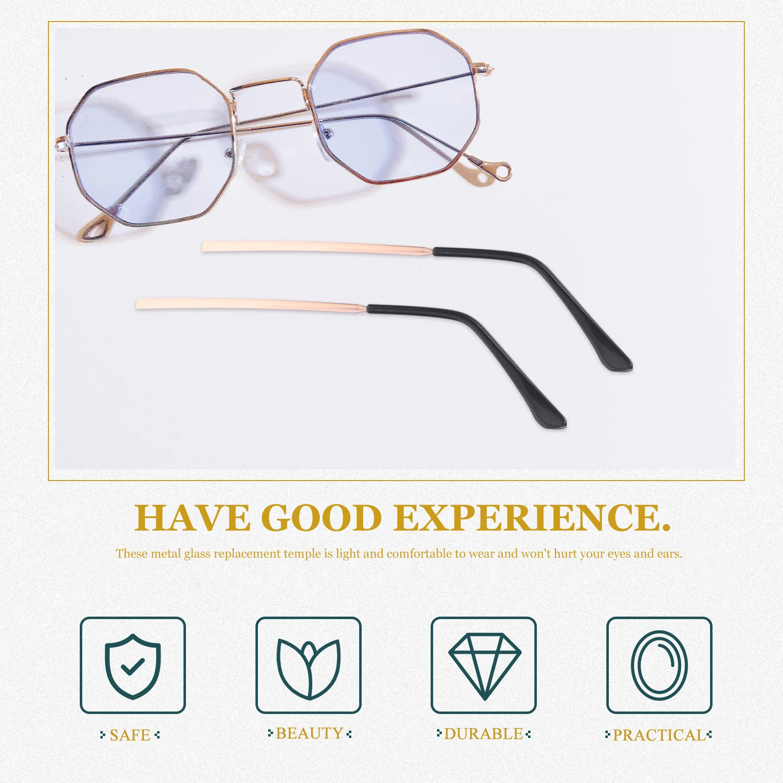

1 Pair Metal Glasses Arm Legs Replacement For Eyeglasses Sunglasses Durable Lightweight Universal Fit Repair Kit Temple