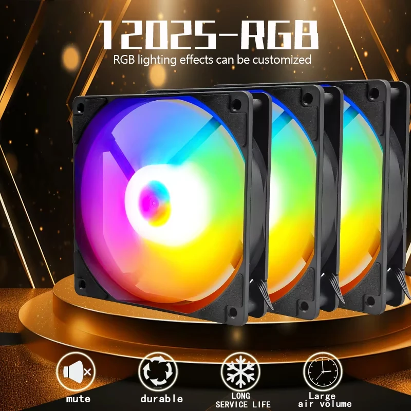 Festival Promotion 120mm PC Fan Rainbow RGB High Cooling Performance Quiet Gaming Computer Case Fan 2026 New Arrival Cooler For