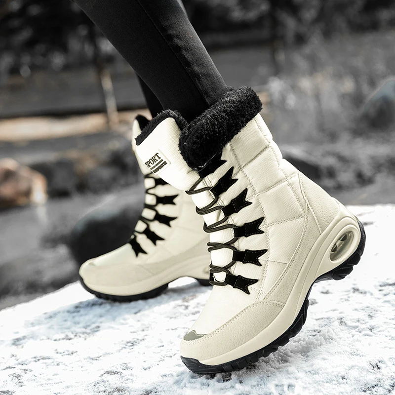 Botas de nieve impermeables para Hombre y mujer, zapatos de senderismo antideslizantes, cálidos, de felpa, informales, para invierno, novedad