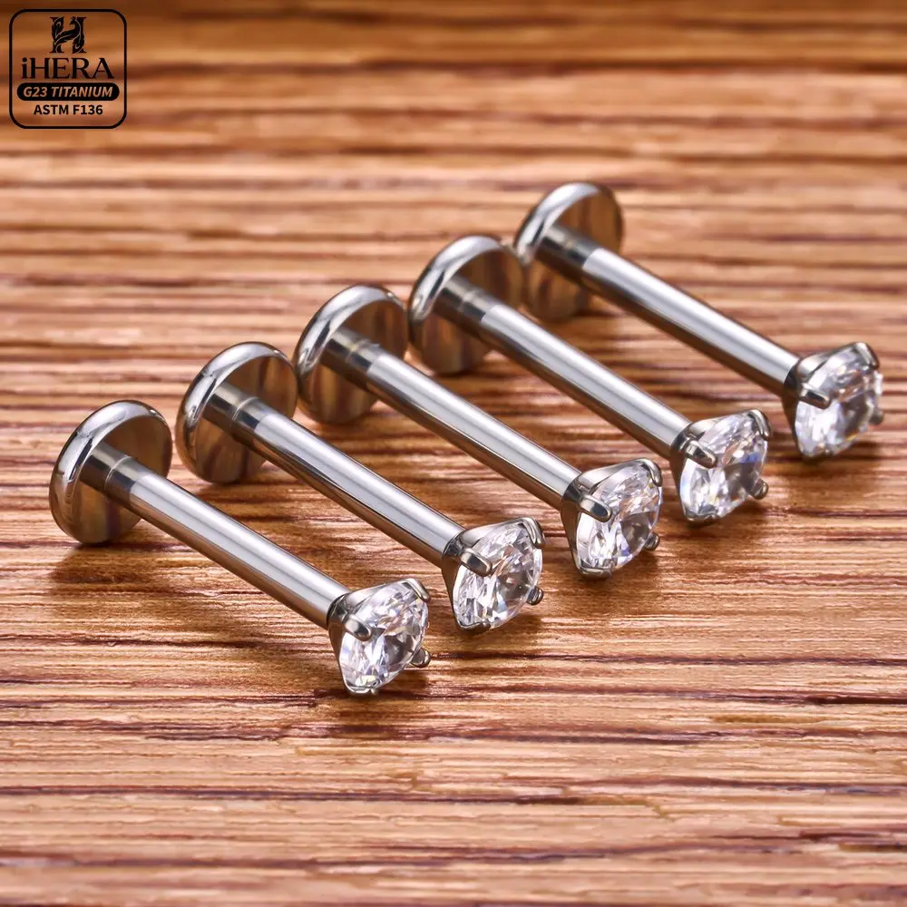 5/50 Stück G23 Titan Piercing Labret Lippenstecker 16G Innengewinde Ohrstecker Nasenstecker Tragus Knorpel Helix Daith Körperpiercing – Detail 3