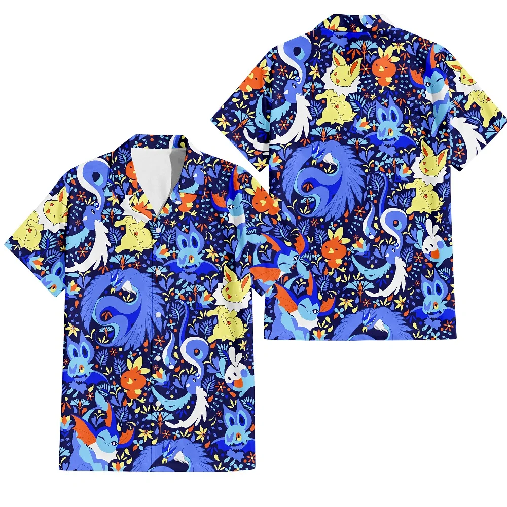 Camiseta hawaiana con estampado de dibujos animados en 3D para hombre, Camiseta holgada de gran tamaño, de manga corta, Unisex