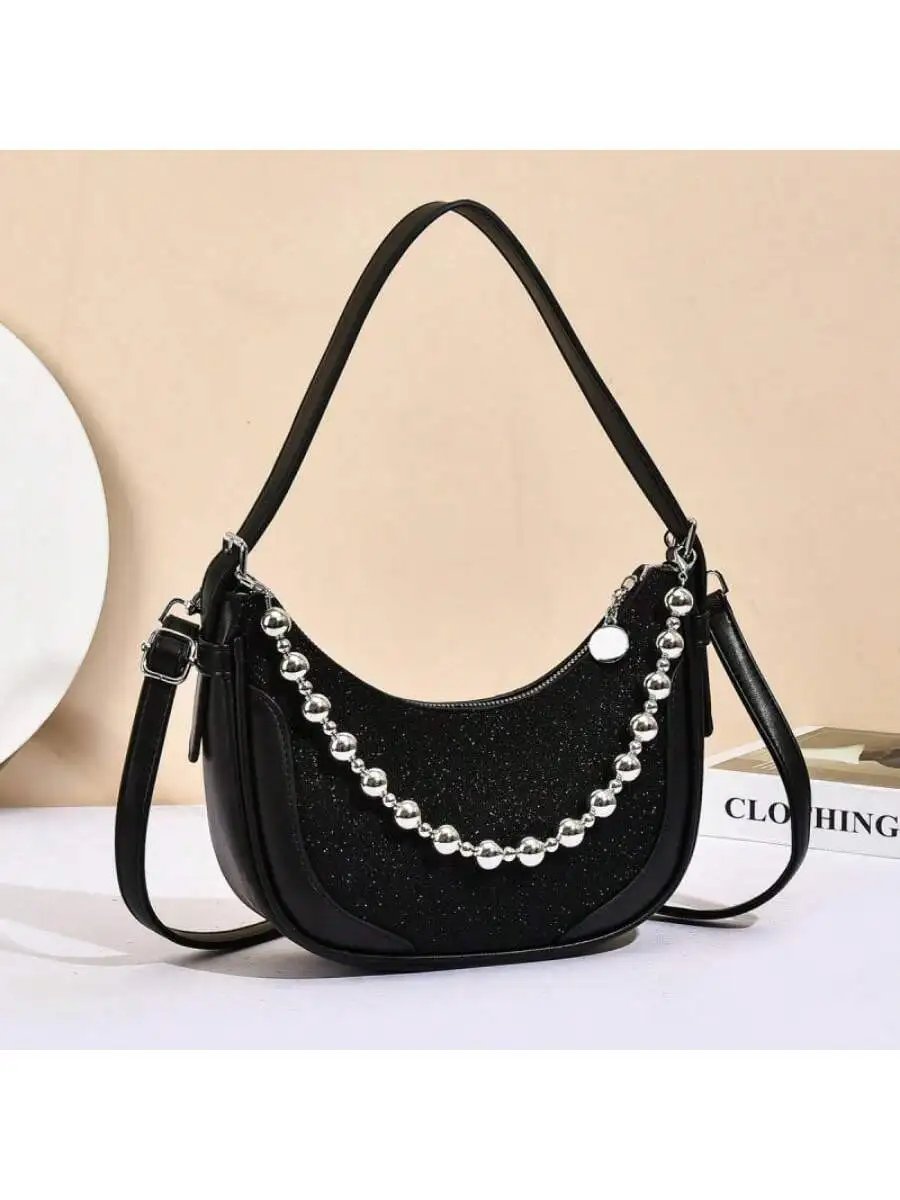 

Fashionable Women's Hobo Shoulder Bag with Ball Chain High Quality Leather Tote Bag Lightweight High-end Handbag for Casual OL