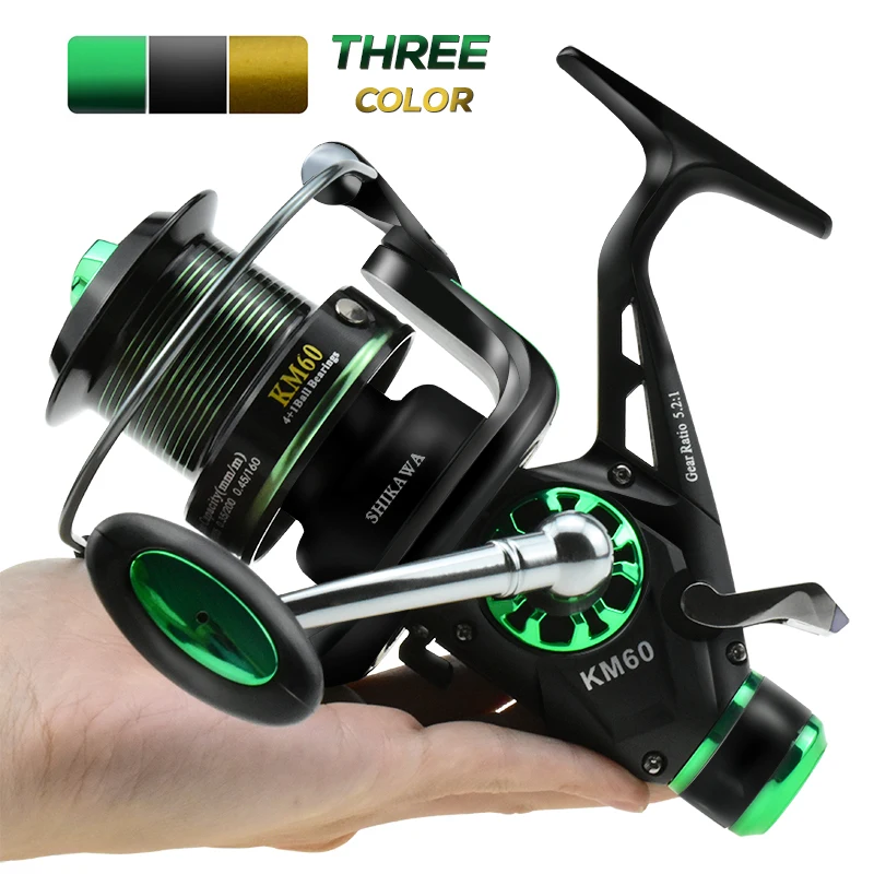 Double Drag Carp Fishing Spinning Reel 10+1BB 5.2:1 Max Drag 15kg With Front And Rear Drag System Saltwater Carretilha De Pesca