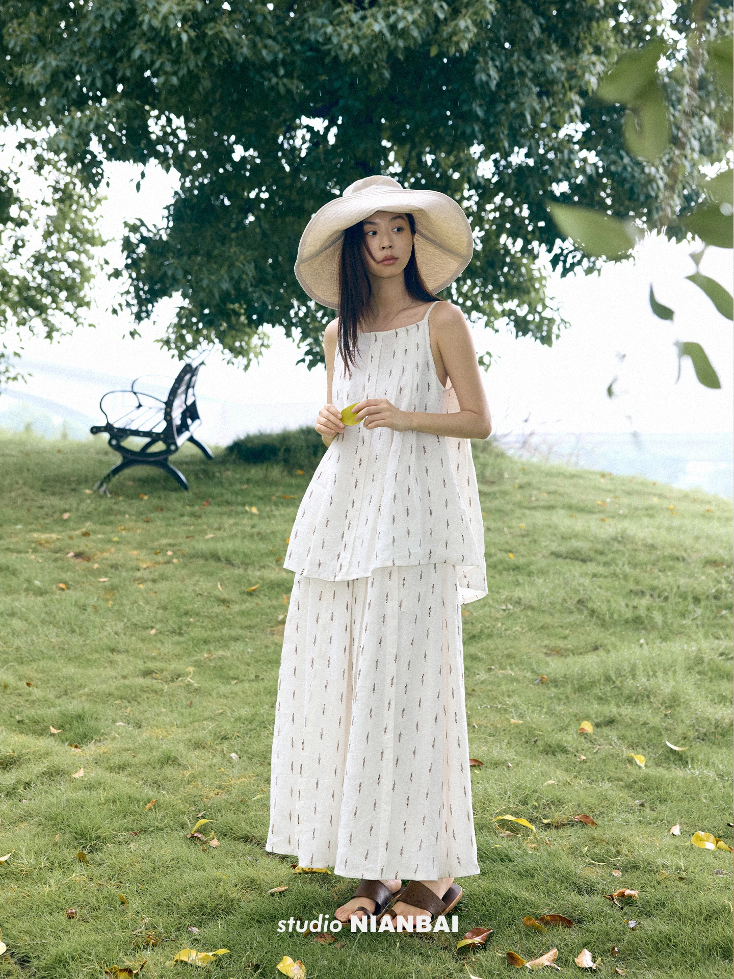 

Льняной хлопковый комплект Niai с цветным плетеным узором, 3D-вырезами и регулируемыми бретелями, юбка NC3094, летний модный комплект, женский, с круглым вырезом, короткий рукав.