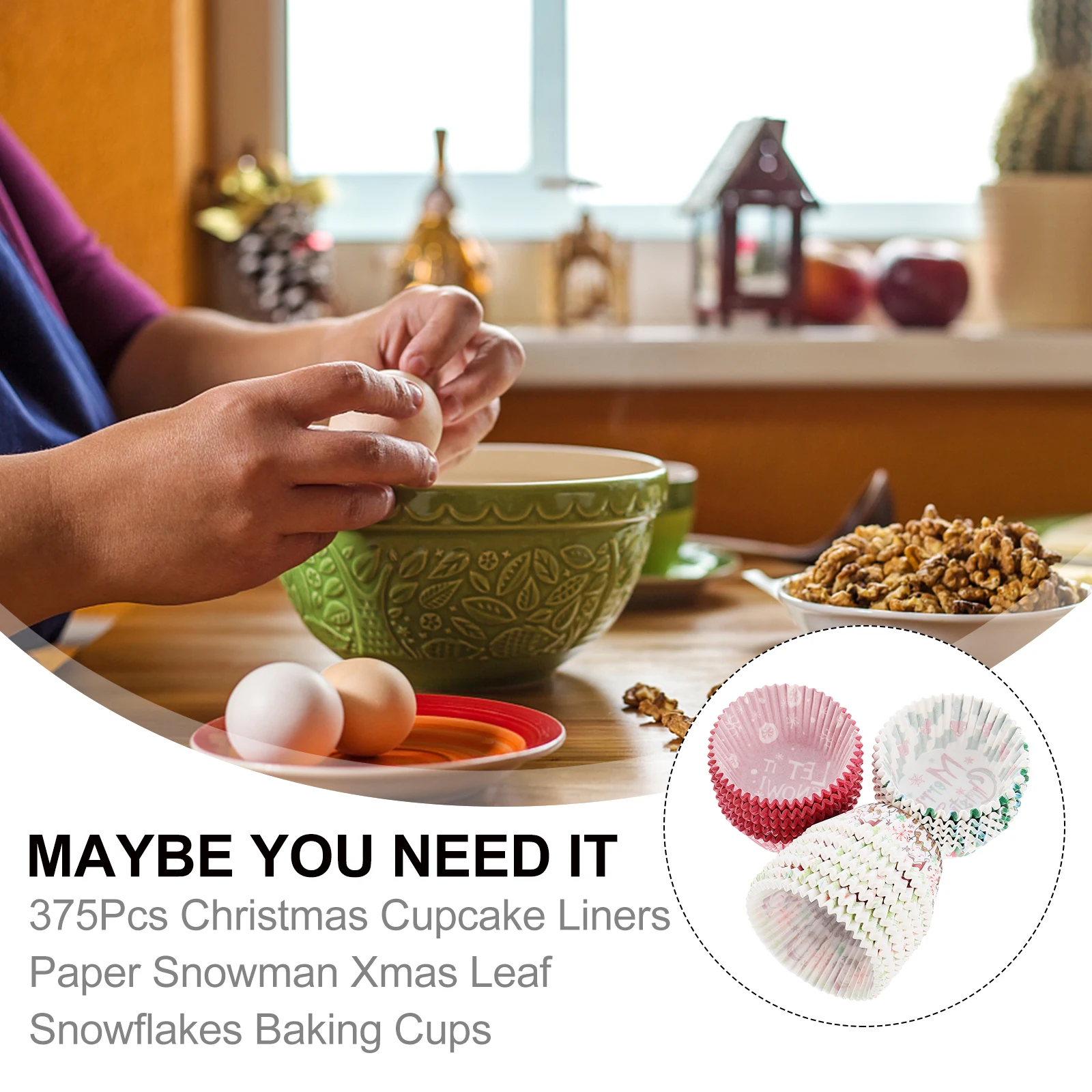

400 Pcs Cake Tray Cupcake Paper Liners Snowflake Decorations Holiday Baking Cups Mini