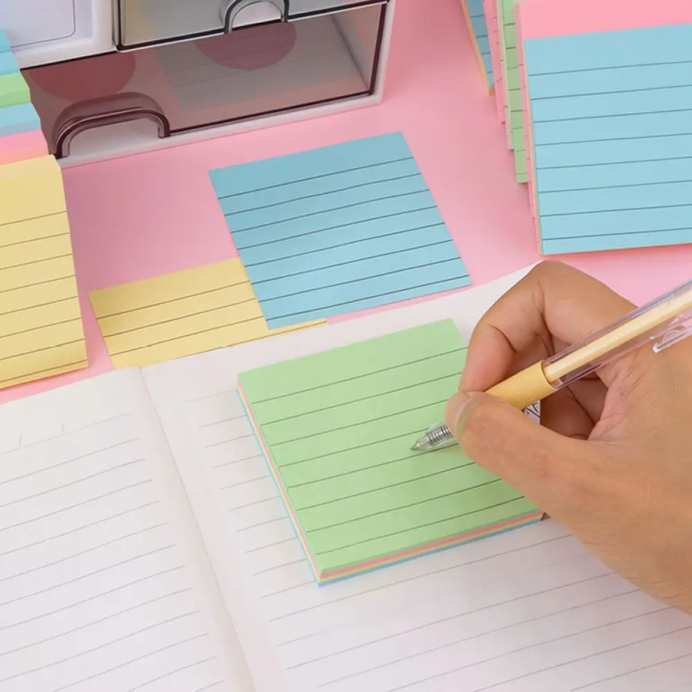 Self Adhesive Memo Pads Lined Colorful Sticky Notes For Tibei School Desk Accessories Study Planner Office Paper Stationery