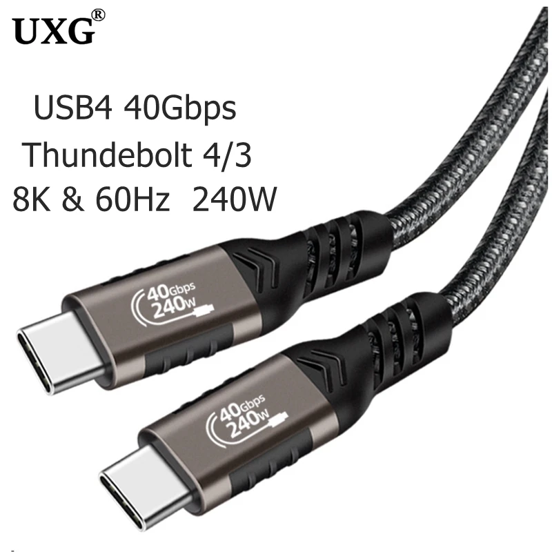 USB4 Cable 8K 60Hz Type C Gen 3 2 40Gbps PD 240W Fast Charge Thundebolt 4 3 Full-Featured Data Wire Support 6K 5K For MacBook