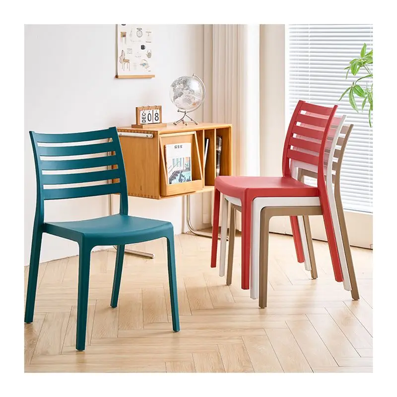 Modern Design Plastic Dining Chairs for Home and Hotel Use Leisure Style Stackable for Storage in Courtyard Restaurants