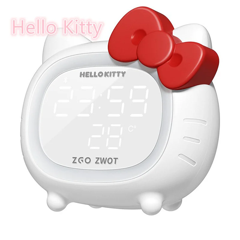 Sanrio Original Bluetooth Speaker Hello Kitty Bedroom Decoration Children Smart Alarm Clock Girl Led Night Light Fast Delivery