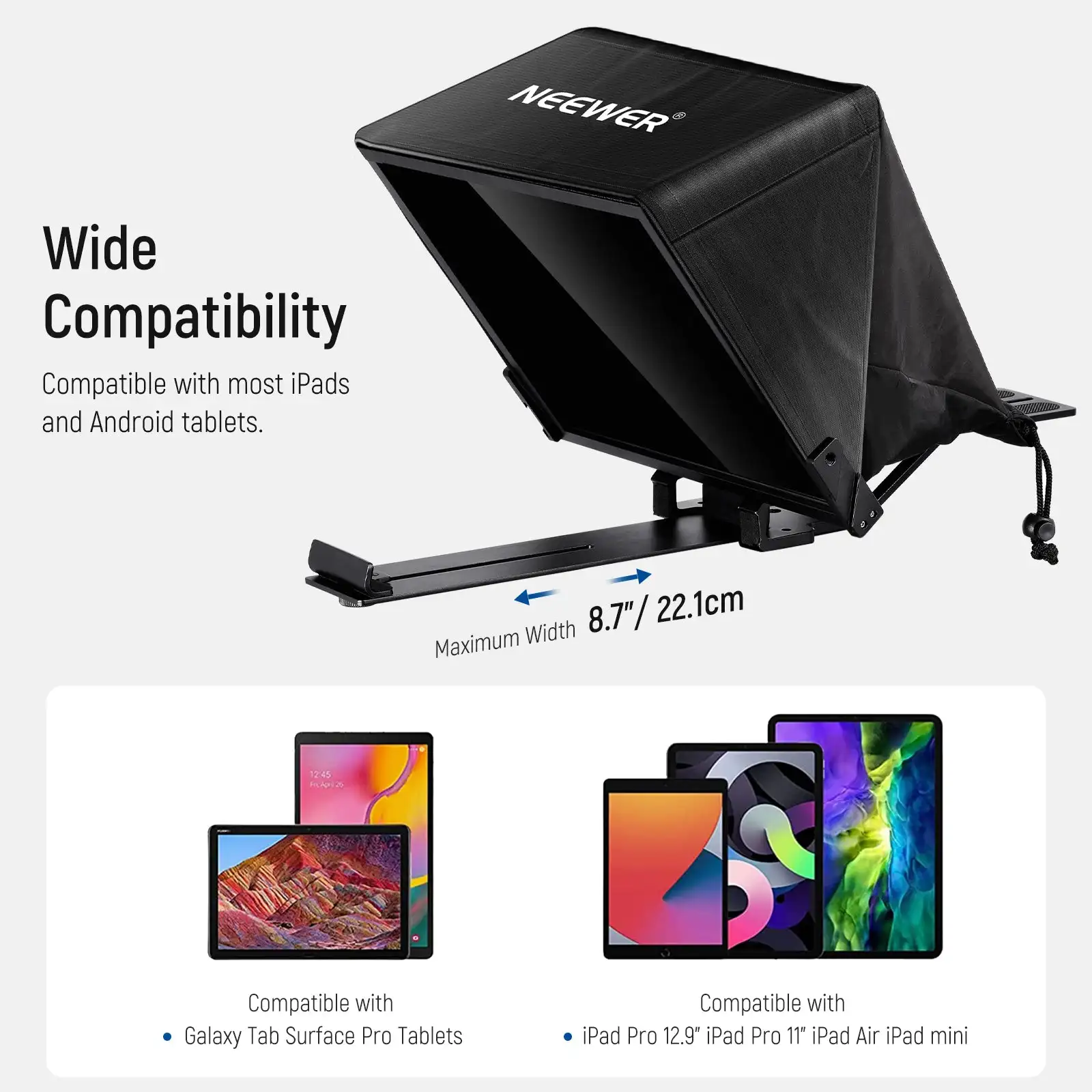 NEEWER X14 PRO Remote Teleprompter Compatible with iPad 12.9" iPad Pro 11" iPad Pro iPad mini and Smartphones