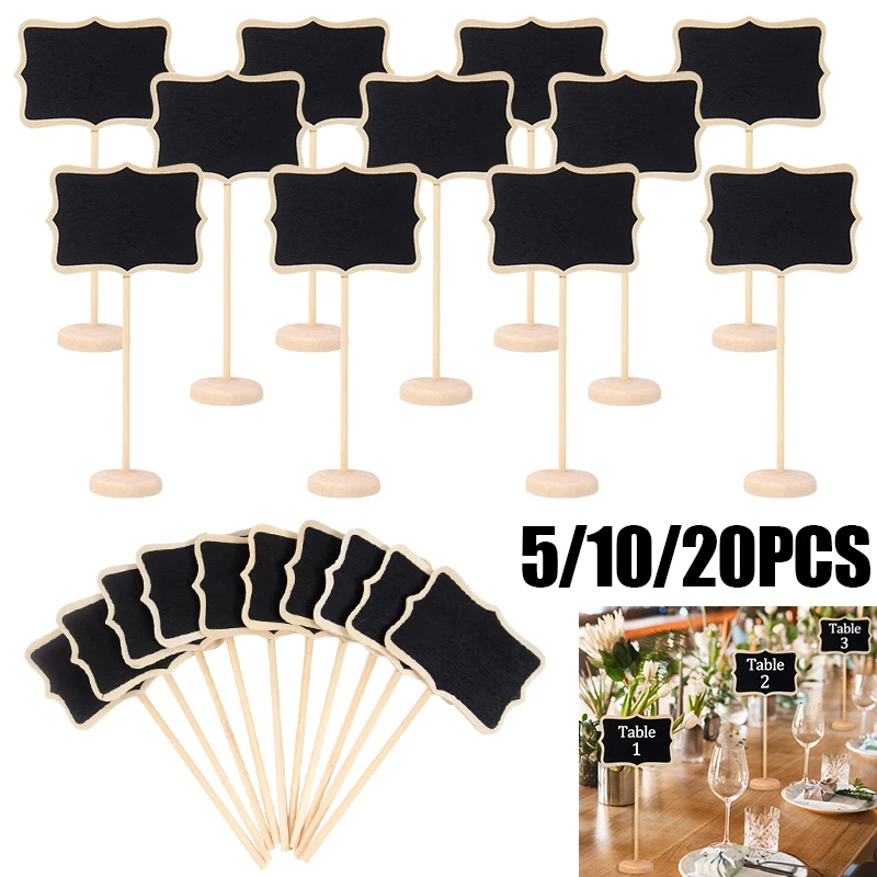 Mini quadro-negro de madeira para mensagem, suporte para comida, buffet, etiquetas para casamento, festa de aniversário, decoração de mesa, cartão de lugar
