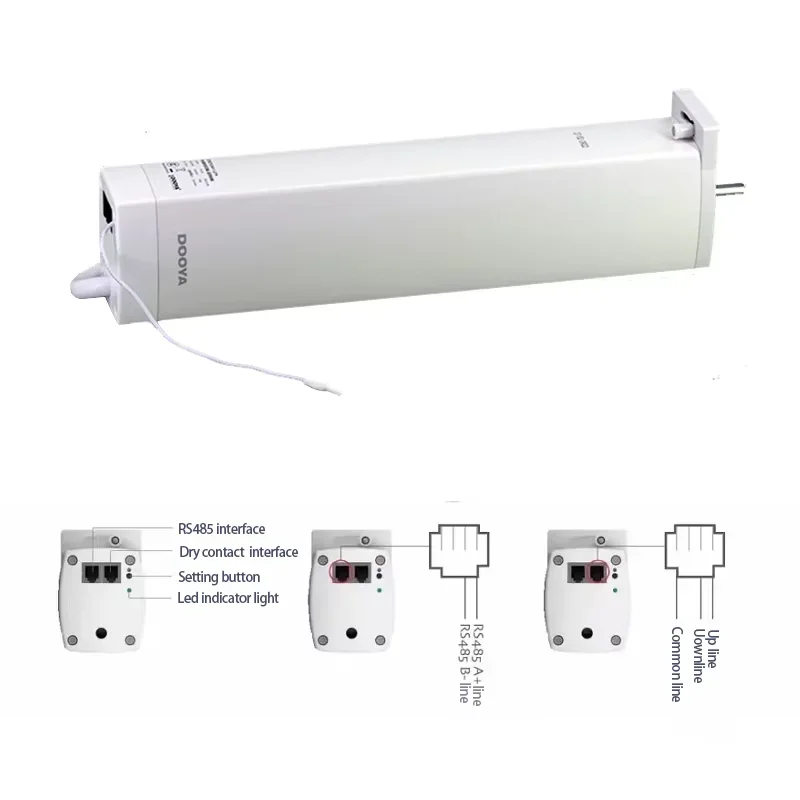 Dooya 5 wire Curtain motor DT82TV RS485/Dry Contact/RF433 Control with Super Quiet Motorized Curtain Track Rail Cornice Rail