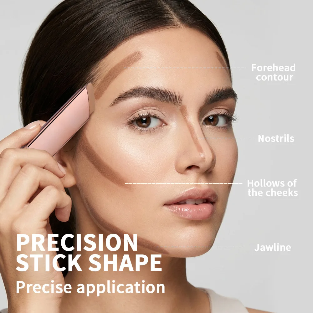 Triangular Cream Contour Stick, Multi-use Bronzer Highlighter for Facial Shaping & Brightening Makeup