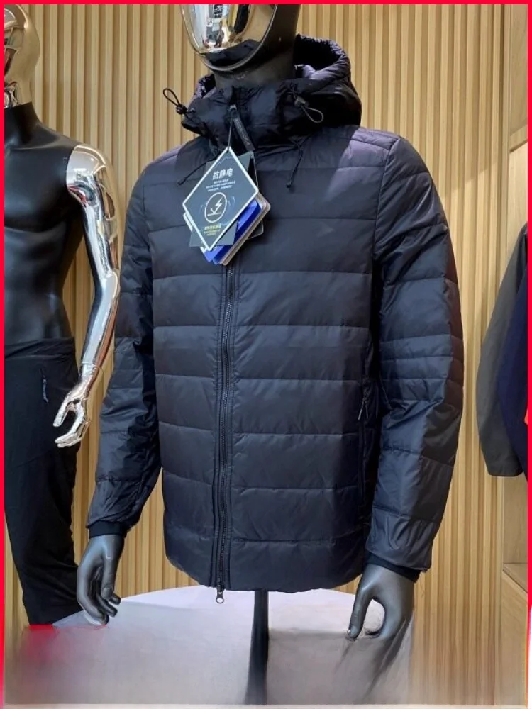 

High-End Men's down Jaet Lightweight Du down Outdoor Casual Hooded Zipper Closure Polyester Fiber Windproof 3D Design