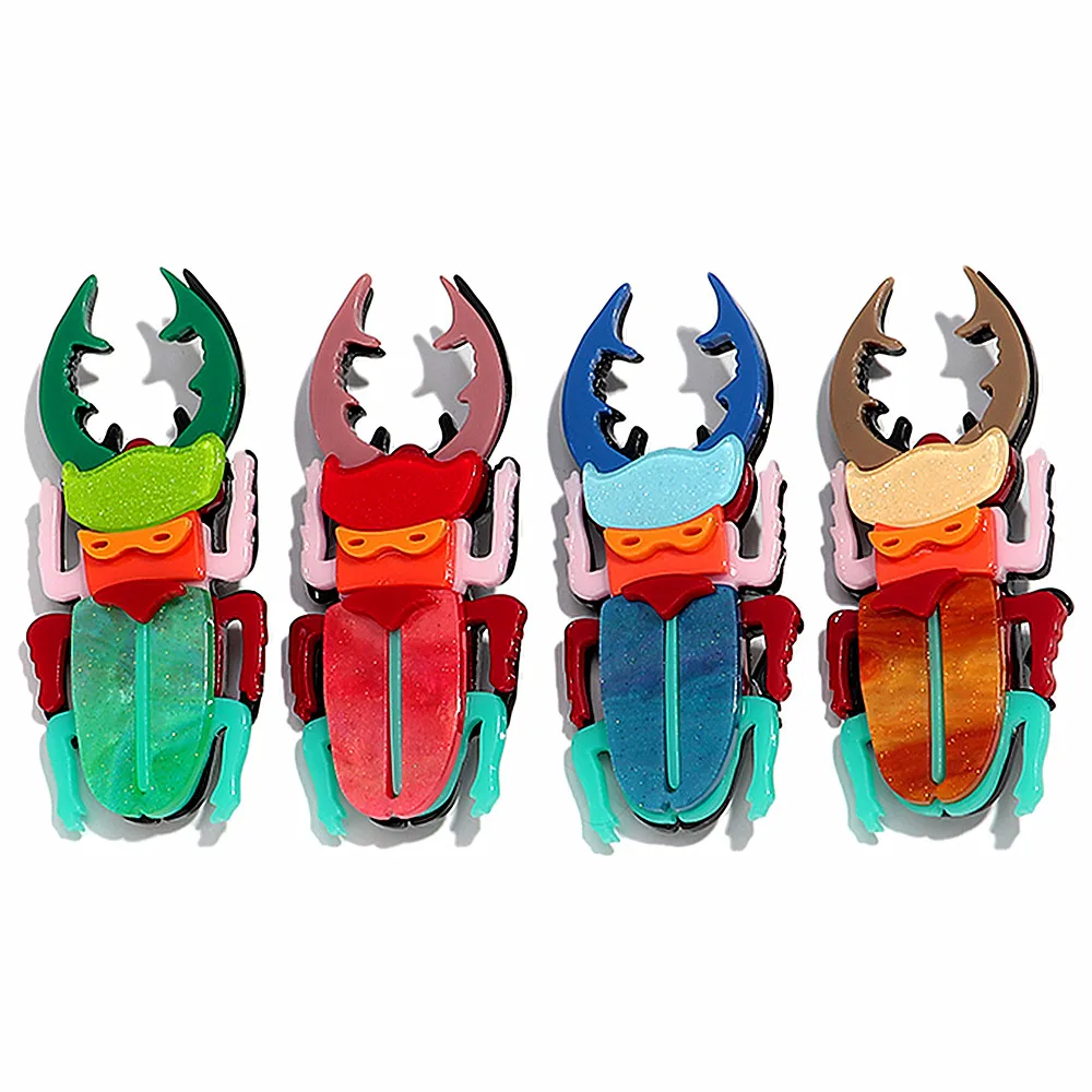 Funny Acrylic Colorful Beetle Splicing Brooches Creative Resin Insect Badge Brooch Clothing Accessory Jewelry Gifts