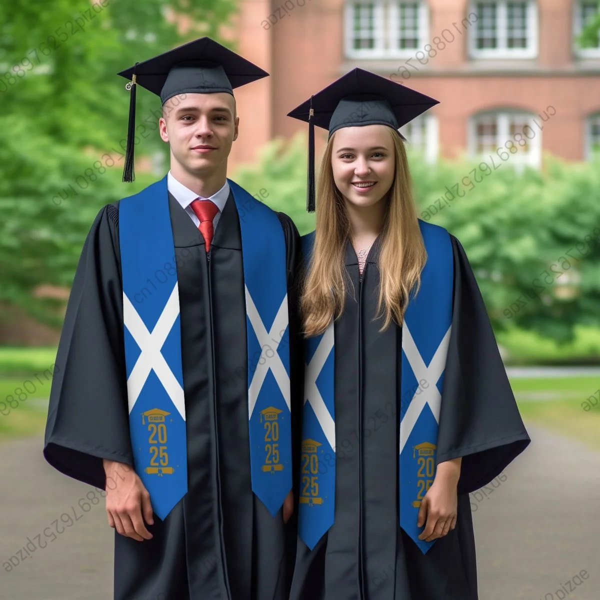 

New Scotland Flag Unisex Top Print Graduation Stole Sash Adult Plain Graduate Honor Stole Class of 2025