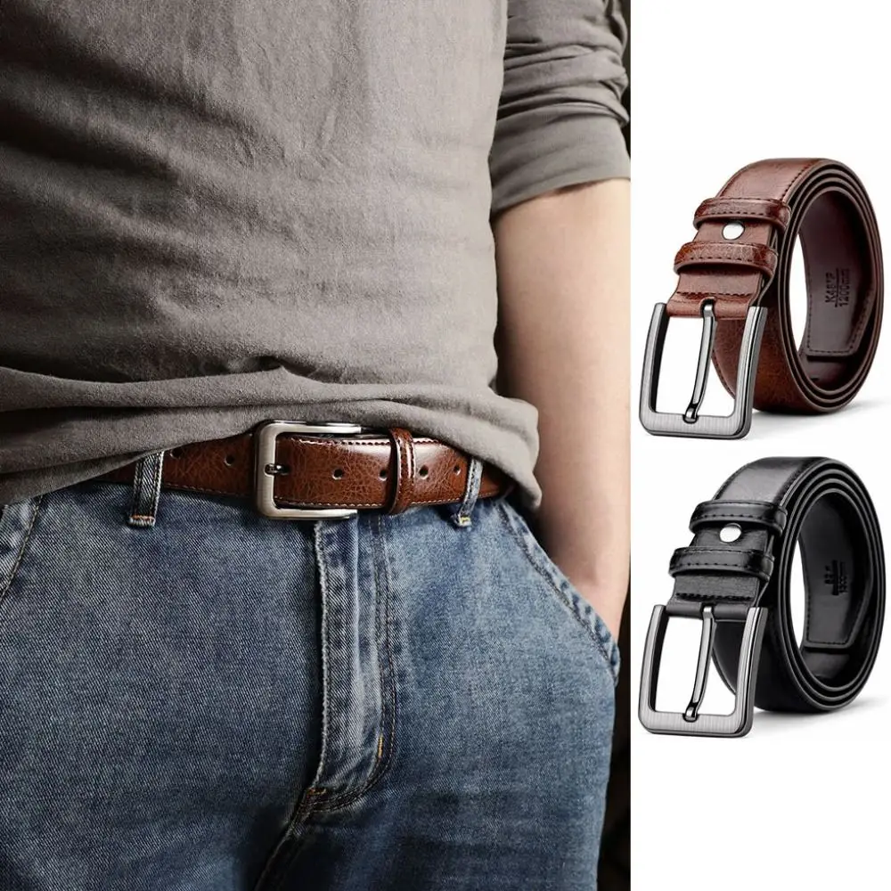 

Fashion Retro Men PU Belt Texture Classic Pin Buckle Belt Versatile Durable Alloy Leather Belt Pants