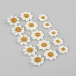 10pc Rice White Daisy Small Flower Embroidered Fabric With Stickers Children's Hair Earrings Materials Clothing Accessories