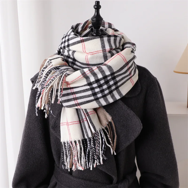 

2025 Fashion Cashmere Scarf Warm Winter Women Korean Style Knitted Double Sided Wraps Neckerchief Scarves Bufanda Stole Echarpe
