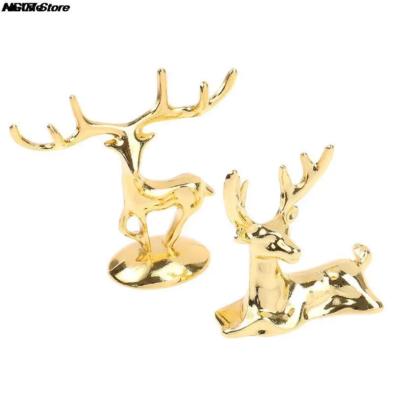 1PC Metal Elk Deer Statue Nordic Christmas Reindeer Art Figurine Vintage Golden Iron Handicraft Home Ornament Table Decor Gift