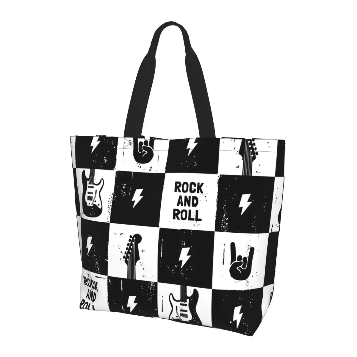 

Checkered-Rock-Roll Fashion Women Tote Bag Large Capacity Ladies Tote Handbags for daily travel shopping work
