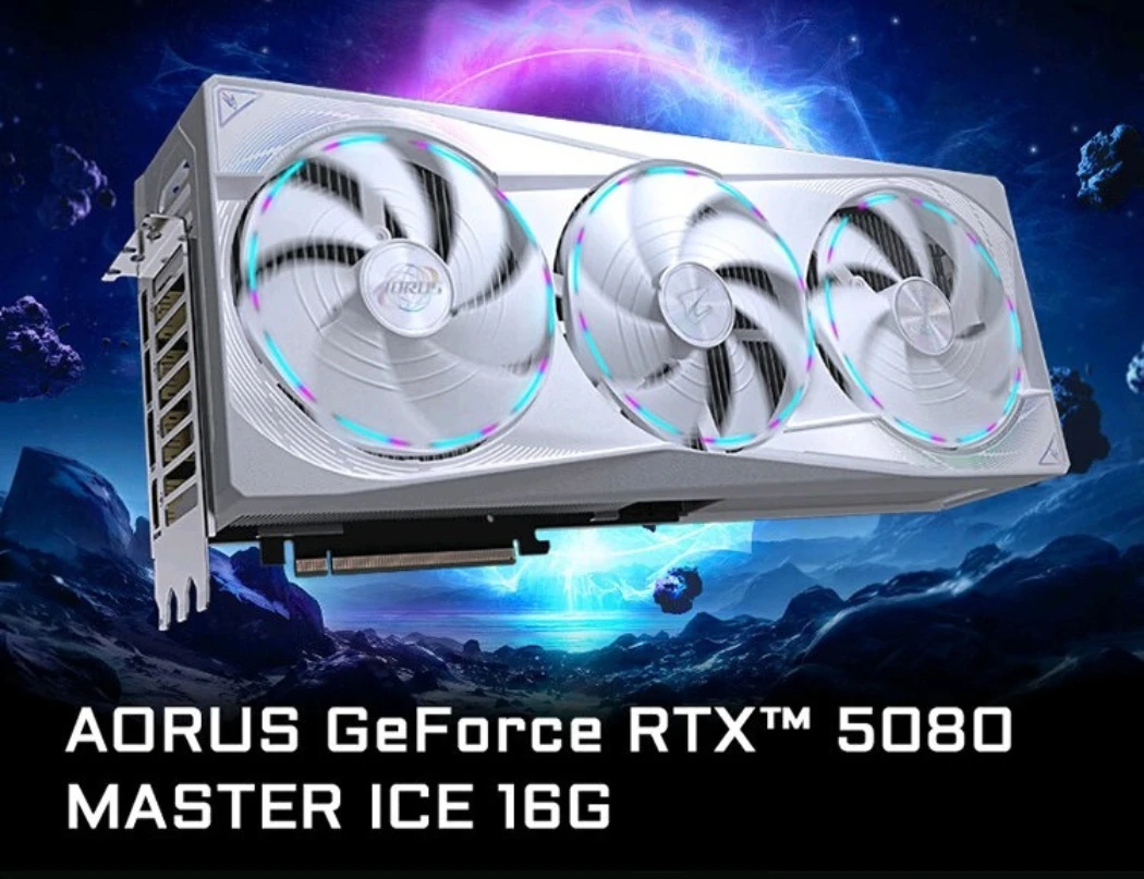 

Super Eagle, White GeForce RTX 5080 AORI MASTER ICE, graphics card