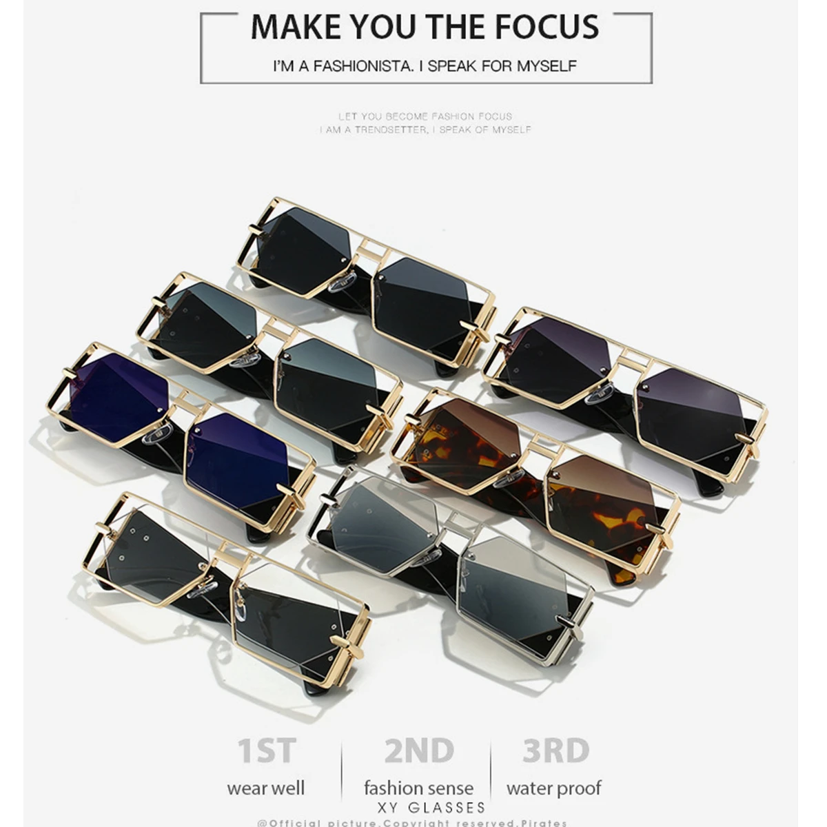 عدسات مسدس موضة إطار معدني مجوف النظارات الشمسية امرأة 2025 العصرية مصمم في الهواء الطلق الشاطئ واسعة حافة نظارات شمسية باردة UV400 #5