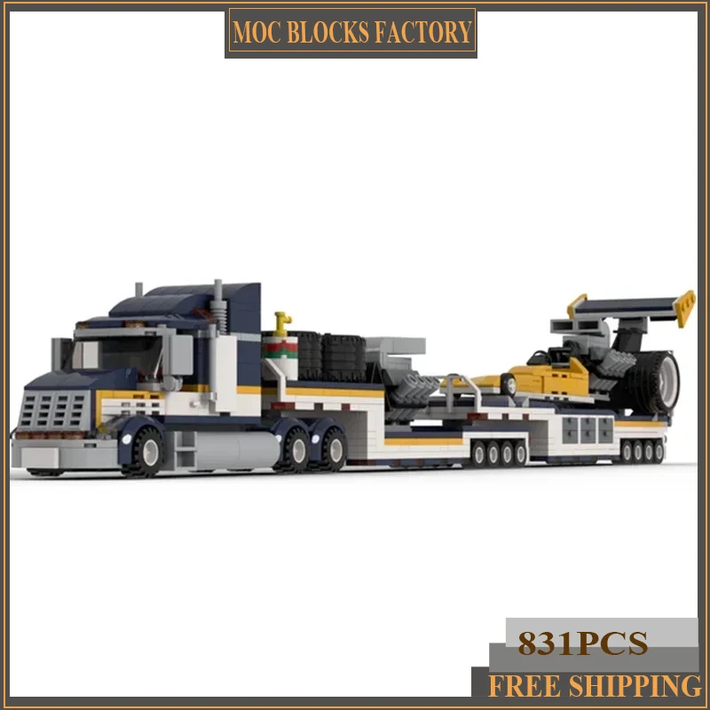 

Модель городской автомобиль Moc, строительные кирпичи, Dragster Transporter, технология, модульные блоки, подарки, рождественские игрушки, наборы «сделай сам», сборка