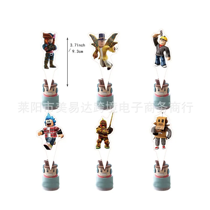 4 قطع من لوازم حفلات أعياد الميلاد من لعبة Roblox لتزيين الحفلات كارتون أنيمي كاواي هدايا استحمام الطفل بالون كعكة القبعات العالية لوحة الكأس