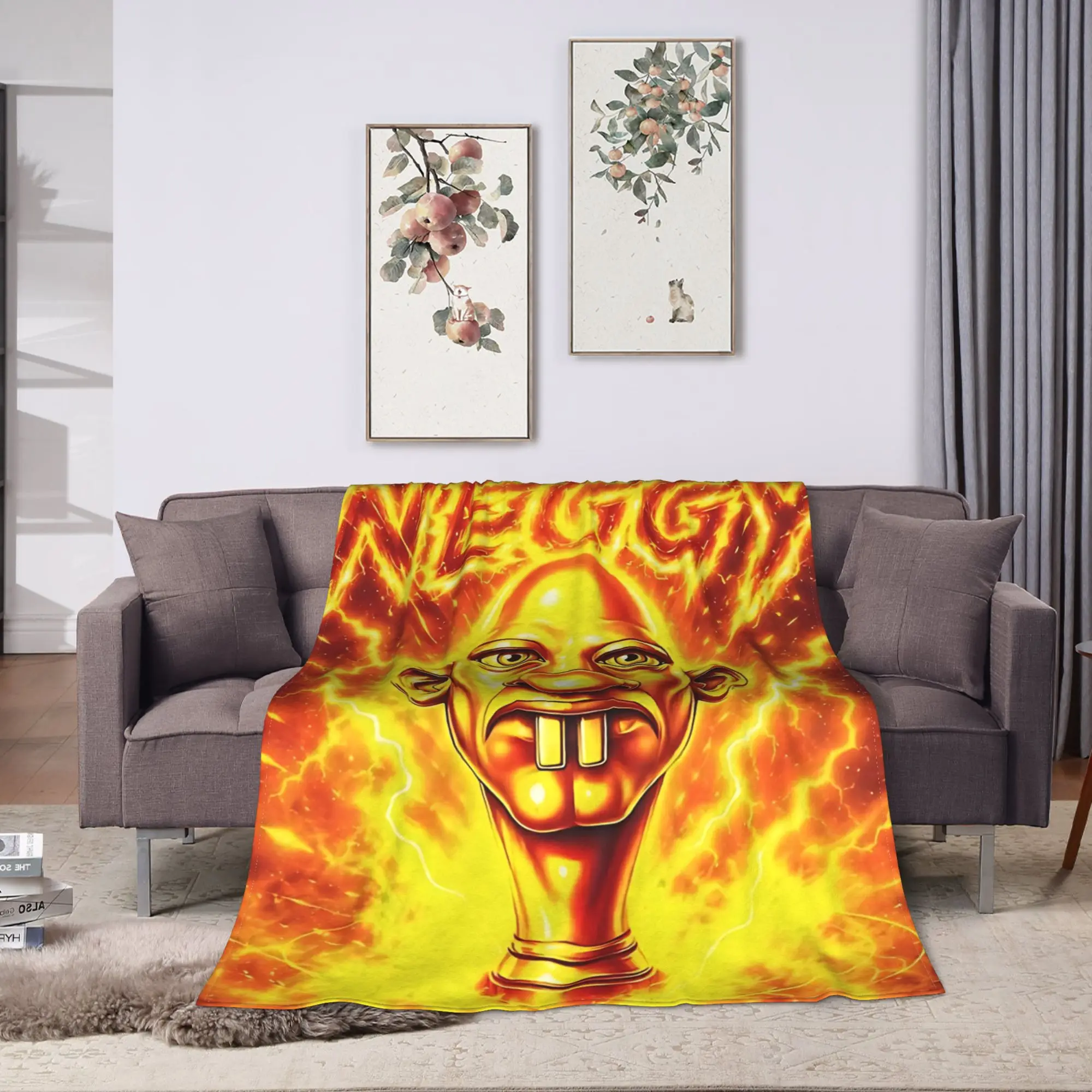 Neegy Meme Lightning Brainrot Blanket  Travel Flannel Throw Blanket For Couch Bed Warm Soft Design Quality Bedspread