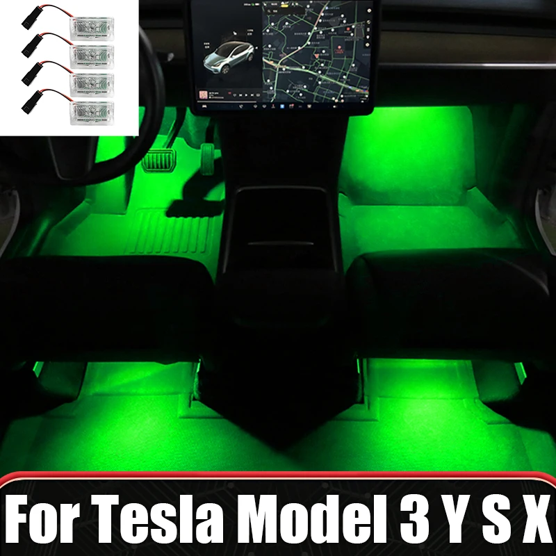 

For Tesla Model 3 Model Y S X LED Car Interior Footwell Light RGB Decorative Atmosphere Lamps Control Multiple Modes Accessories