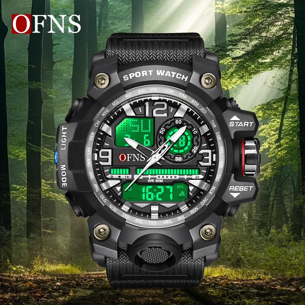 OFNS Top Luxury G Style Men\'s Sports Watches 50M Waterproof Outdoors Military Quartz Watch LED Luminous Men\'s Digital Wristwatch