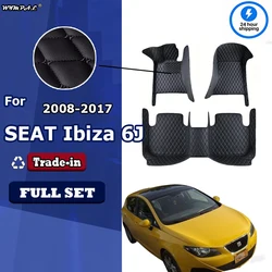 Car Floor Mats For SEAT Ibiza 6J 6P MK4 2008~2017 Waterproof Rugs Durable Carpets Luxury Leather Mat Car Accessories 2009 2010