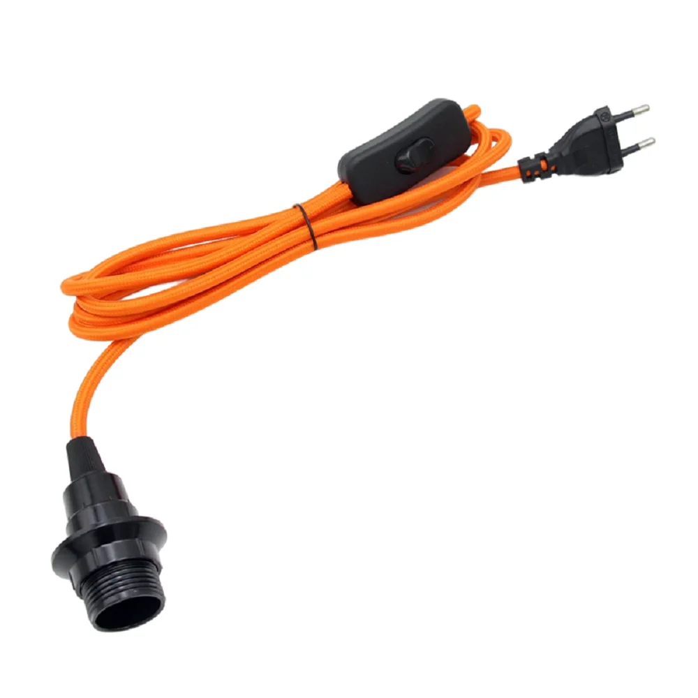 AC 220V European Plug Power Cords Fabric Braided Cable With Switch E14 Screw Bulb Lamp Holder for DIY Hanging Light Table Lamp