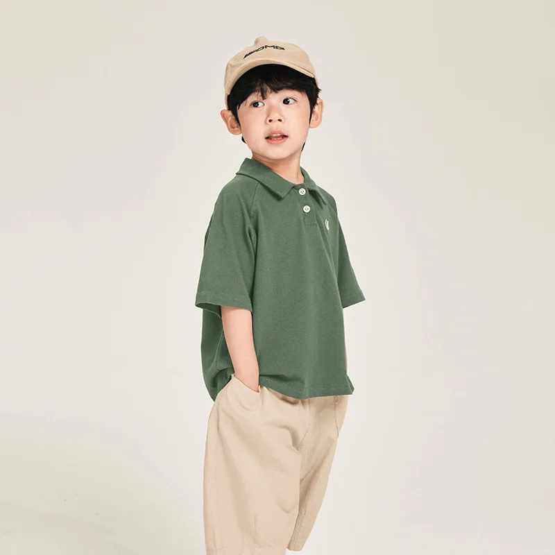 2024 Summer New Children's Polo Shirts letters embroidery half sleeve T-shirts Boys cotton loose Comfortable Tops 2-7Y