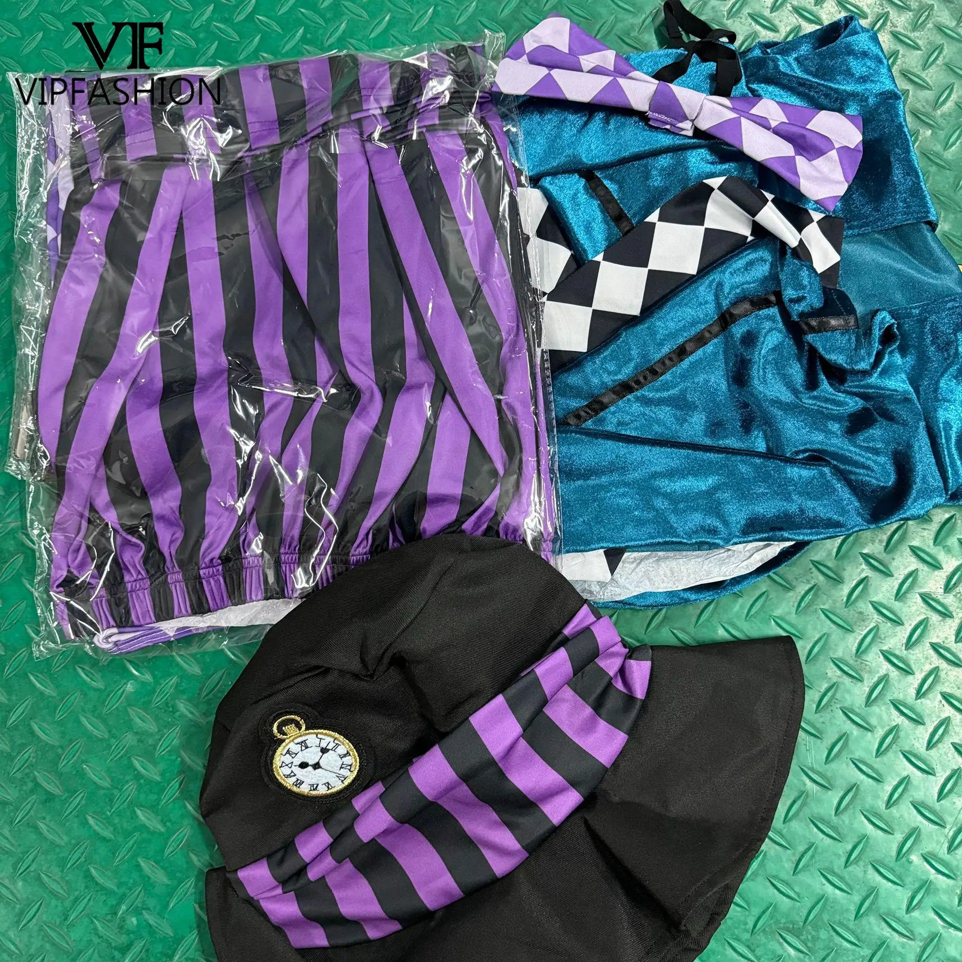 VIP FASHION Alice hechicera disfraz de Halloween mago de circo traje de actuación ropa de fiesta elegante con sombrero vestido Medieval