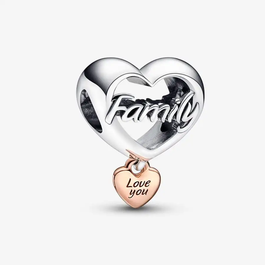 

Love You Family Heart Charm Fit Original Pan Charms Bracelet Bangle Jewelry Making Berloque