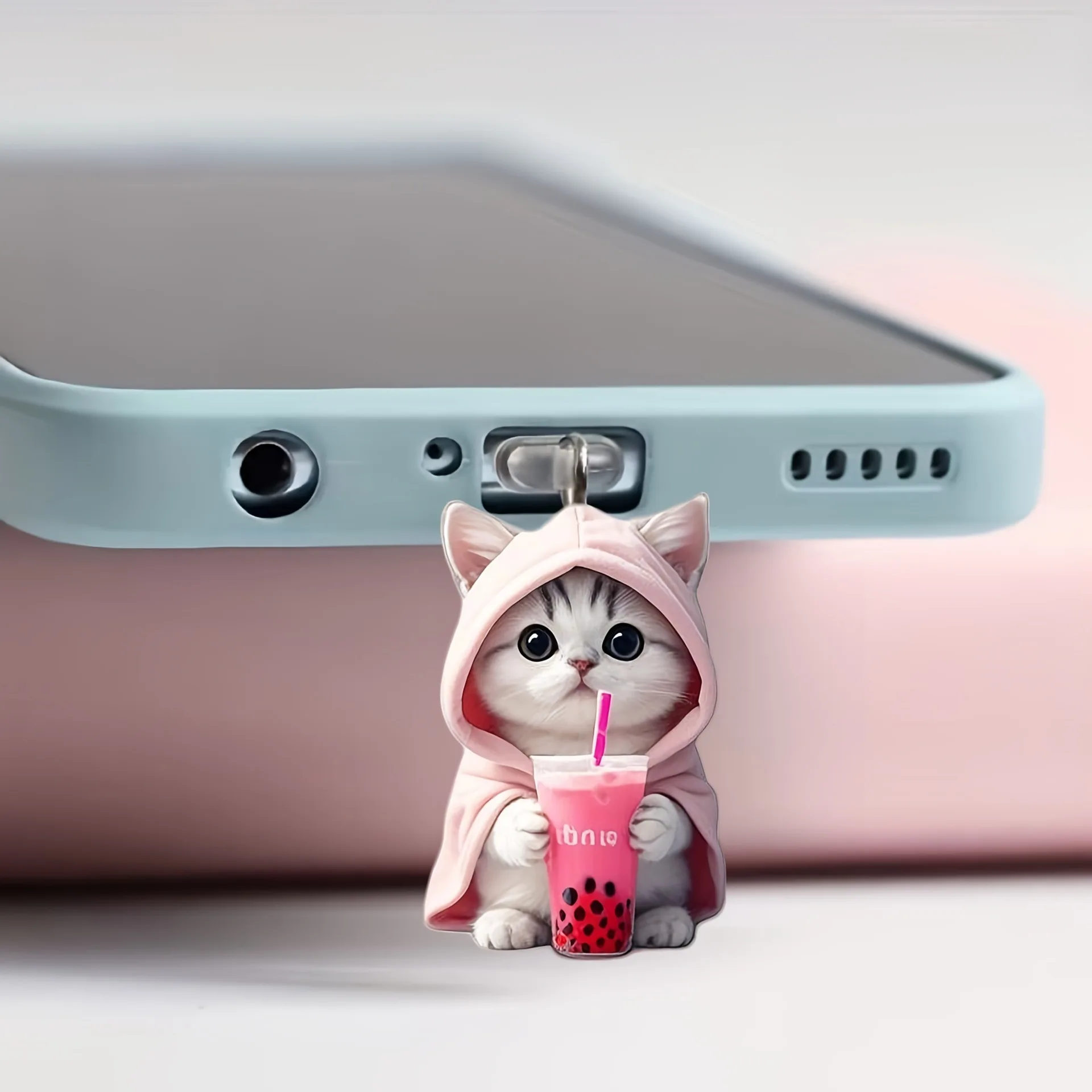 

2D плоская акриловая заглушка от пыли в виде кота для разъема Lightning iPhone и разъема Type-C, овальная заглушка от пыли для телефона с мультяшным дизайном, акриловый кулон-заглушка в виде кота