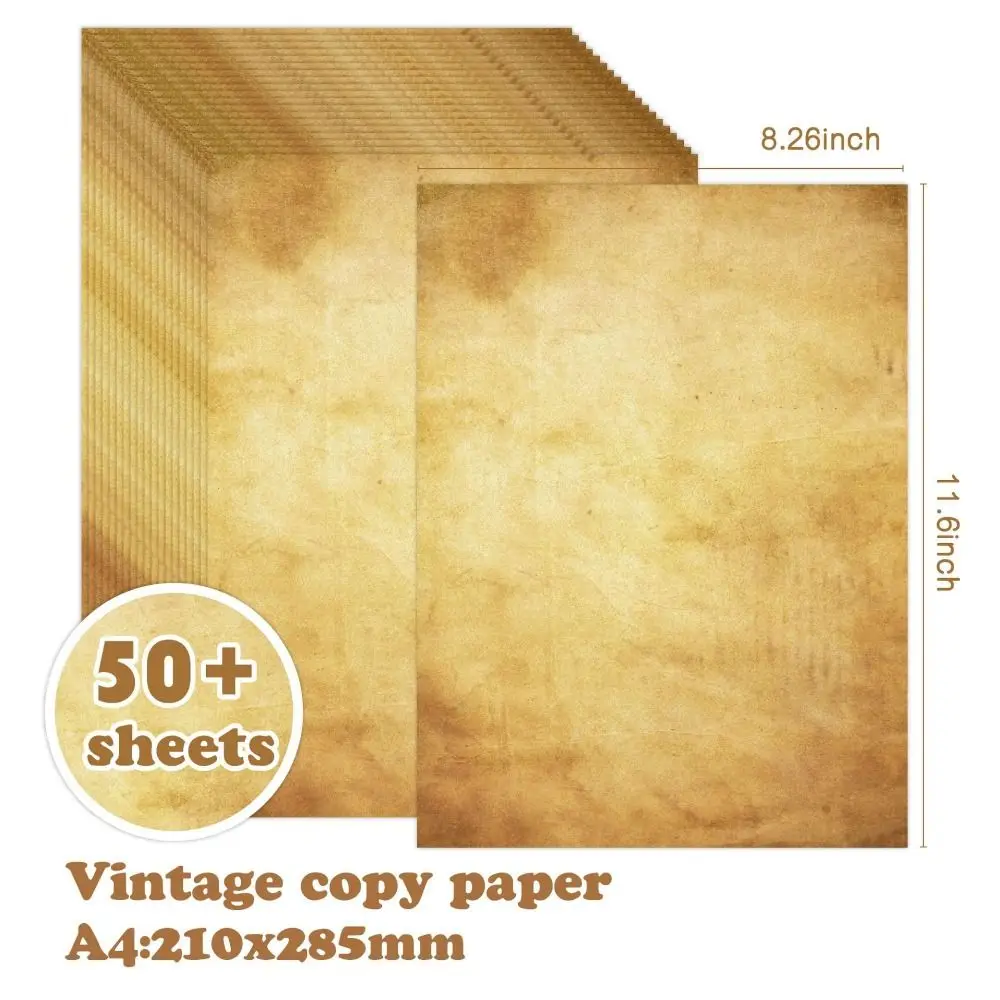 50 Sheets Vintage Stationery Writing Paper Classical Drawing Paper Literary Scrapbook Letter Paper Thicker 100GSM Pirate Scrolls