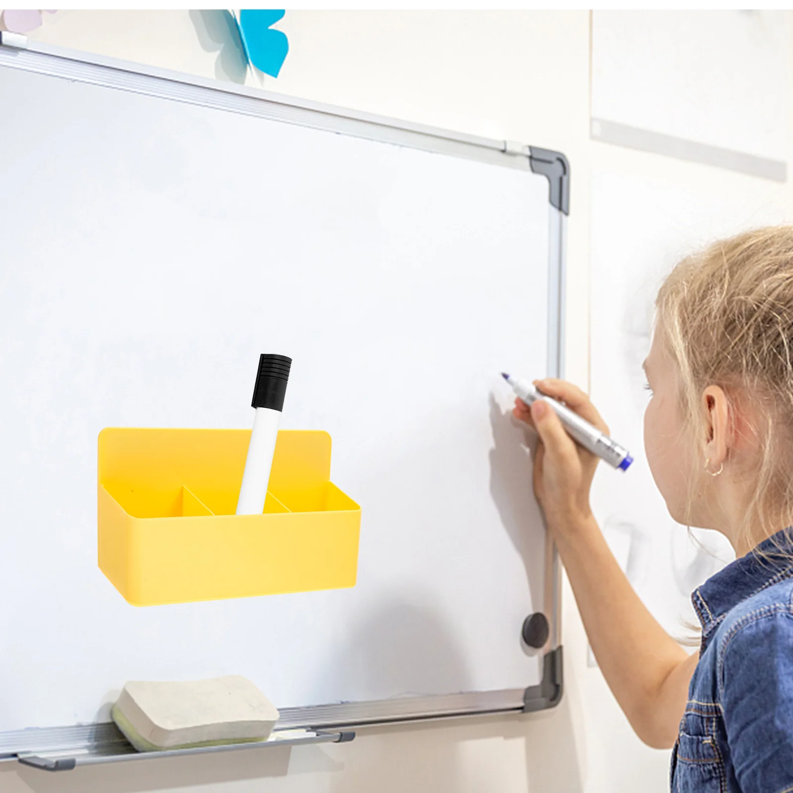 صندوق تخزين الأدوات المكتبية المغناطيسية حامل القلم الرصاص السبورة القلم المنظم مقاومة للخدش منظم مكتب سطح معدني #3