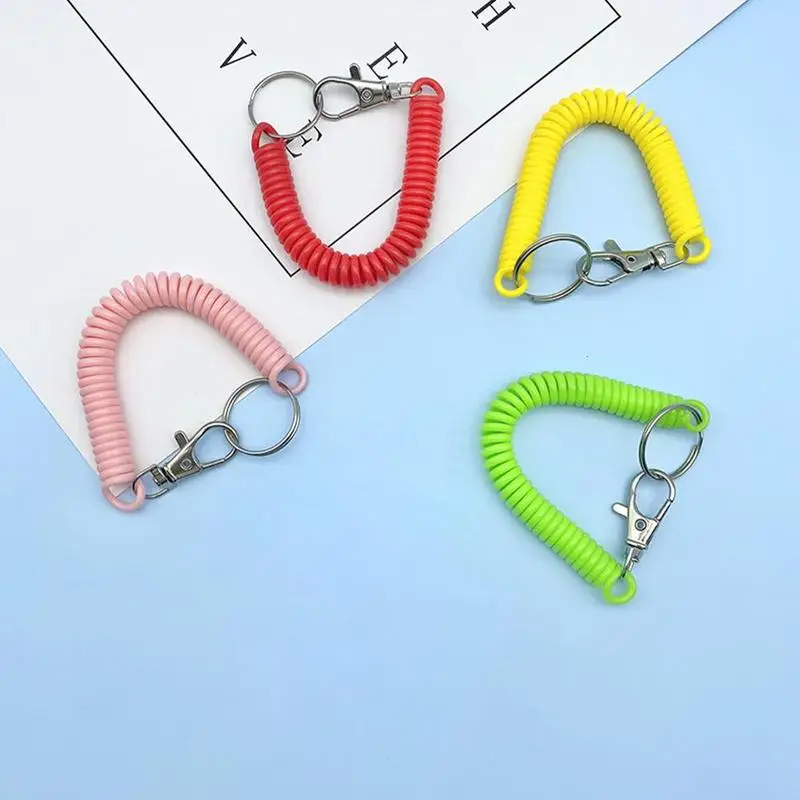 Practical Retractable Plastic Elastic Rope Key Spring For Outdoor Security Tools Keychain Camping