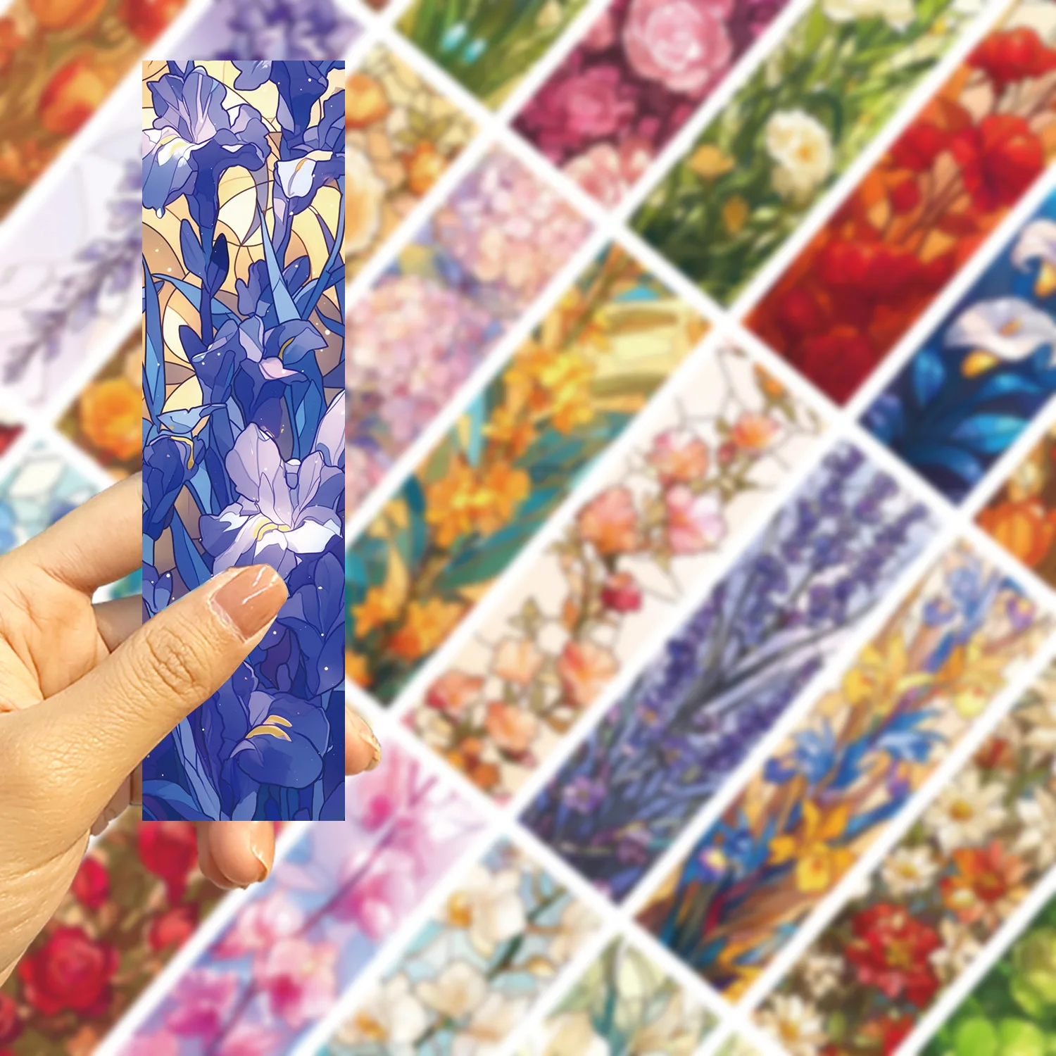 30Pcs Glass Floral Stained Bookmarks Reading Pages Books Tagged Students Stationary Supplies DIY Creative Aesthetic Bookmark