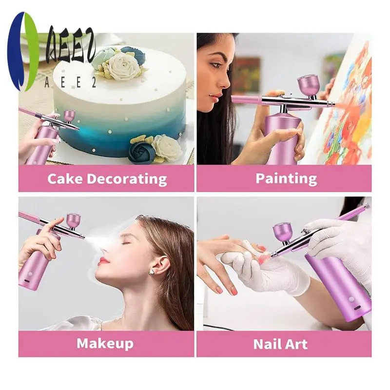 

AEE2-Airbrush Kit With Compressor,20-30PSI Airbrush With 0.3Mm Nozzle For Painting, Tattoo, Nail Art, Model Coloring