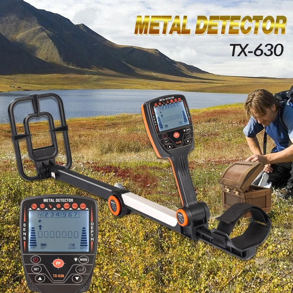 TX-630 Foldable Metal Detector Waterproof Adjustable Folding Metal Detectors High Accuracy Lightweight Collapsible