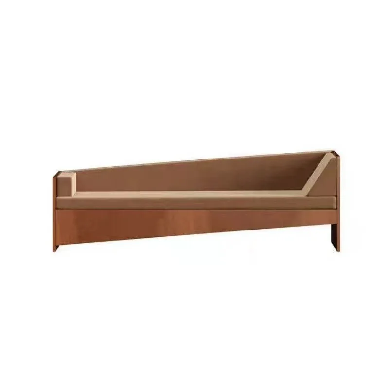 

Nordic light luxury solid wood straight row fabric sofa simple designer creative club bed and breakfast rest sofa bench